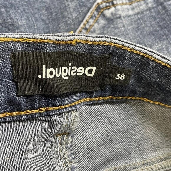 Desigual Women's Floral Embroidered Skinny Jeans Size 10 | Blue - Picture 4 of 6